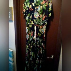 Multicolored blue floral maxi